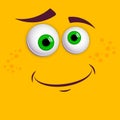 Cartoon faces. Expressive eyes and mouth, smiling, crying and surprised character face expressions. Caricature comic emotions or e